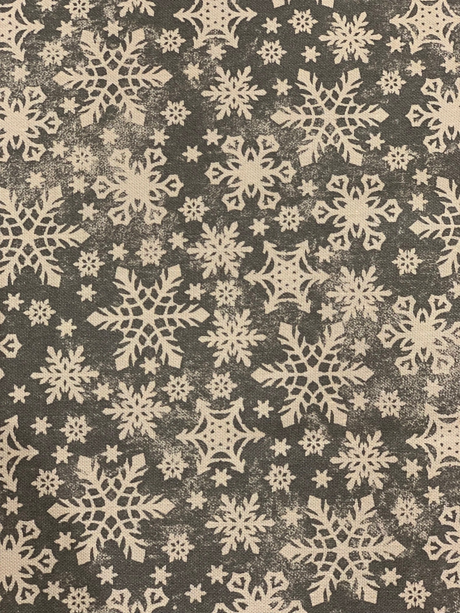 Round grey Christmas motive Tablecloth with snowflake print