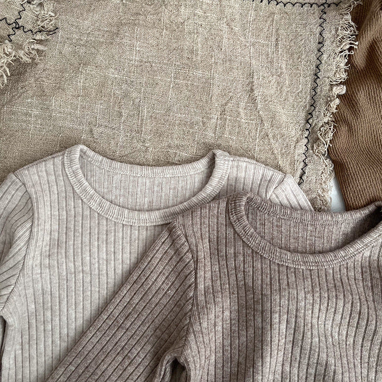 Einfarbiges Bequemes Stoff-Shirt-Set Schlafanzug Hauskleidung für Babies